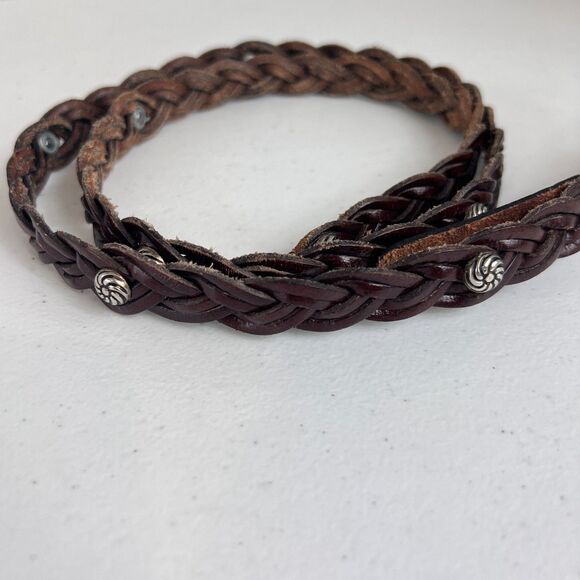 Donna Katz Women's Brown Braided Skinny Belt Genuine Leather Size M - Picture 3 of 8
